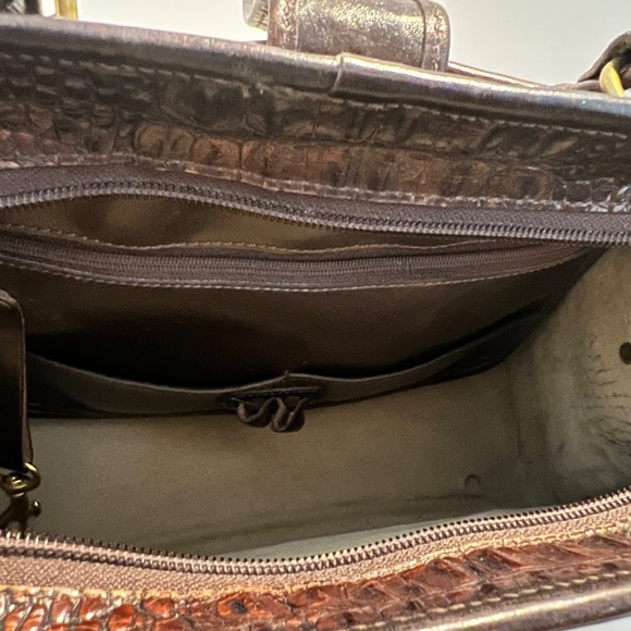 BRAHMIN Harbour Collection Doctor Bag Satchel Brown Burlap/Woven Leather - Picture 14 of 16